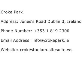 Croke Park Address Contact Number