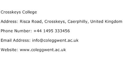 Crosskeys College Address Contact Number