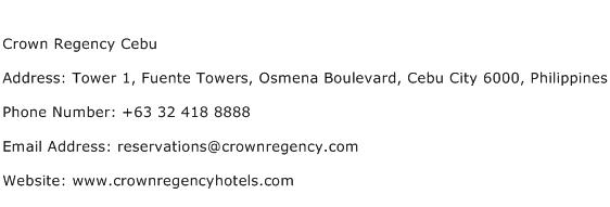 Crown Regency Cebu Address Contact Number