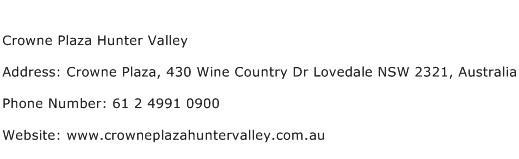 Crowne Plaza Hunter Valley Address Contact Number