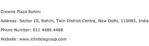 Crowne Plaza Rohini Address Contact Number