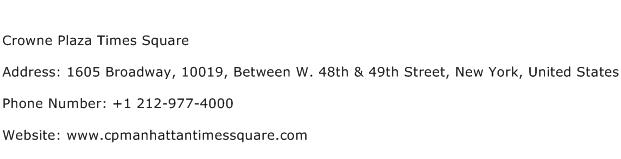 Crowne Plaza Times Square Address Contact Number