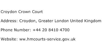 Croydon Crown Court Address Contact Number