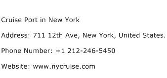 Cruise Port in New York Address Contact Number
