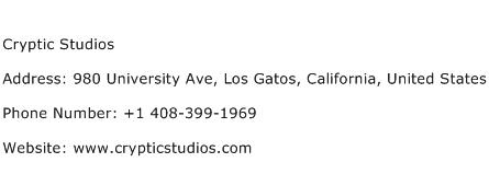 Cryptic Studios Address Contact Number