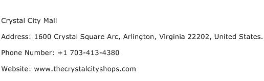 Crystal City Mall Address Contact Number