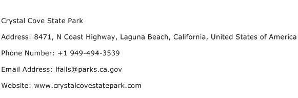 Crystal Cove State Park Address Contact Number