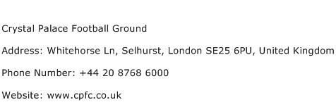 Crystal Palace Football Ground Address Contact Number