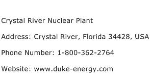 Crystal River Nuclear Plant Address Contact Number