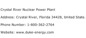 Crystal River Nuclear Power Plant Address Contact Number
