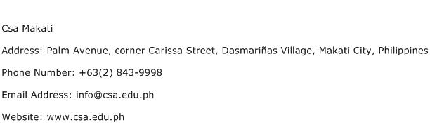 Csa Makati Address Contact Number