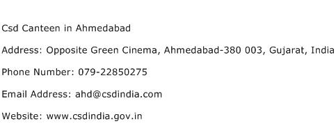 Csd Canteen in Ahmedabad Address Contact Number