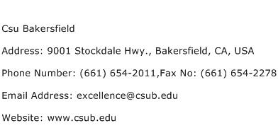 Csu Bakersfield Address Contact Number