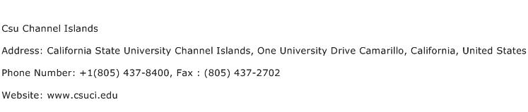 Csu Channel Islands Address Contact Number