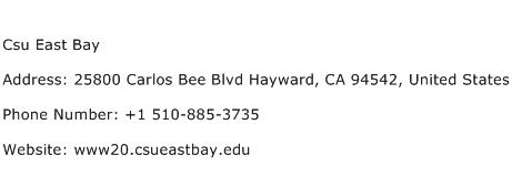 Csu East Bay Address Contact Number