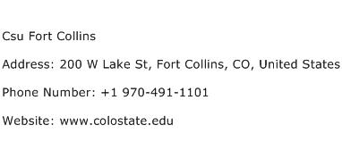 Csu Fort Collins Address Contact Number