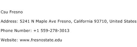 Csu Fresno Address Contact Number