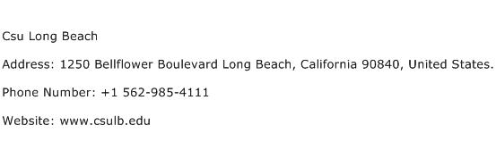 Csu Long Beach Address Contact Number