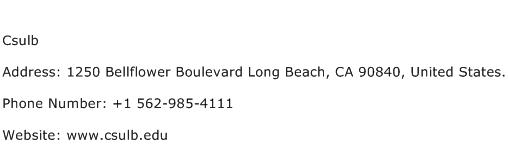 Csulb Address Contact Number