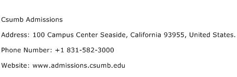 Csumb Admissions Address Contact Number