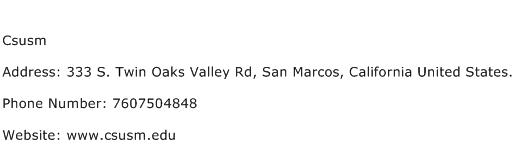 Csusm Address Contact Number