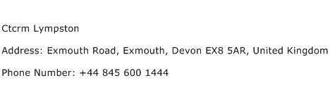 Ctcrm Lympston Address Contact Number