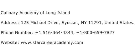 Culinary Academy of Long Island Address Contact Number