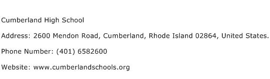 Cumberland High School Address Contact Number