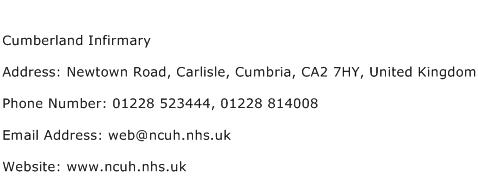 Cumberland Infirmary Address Contact Number
