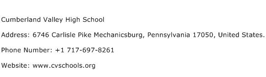 Cumberland Valley High School Address Contact Number