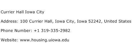 Currier Hall Iowa City Address Contact Number