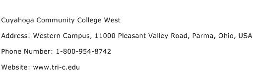 Cuyahoga Community College West Address, Contact Number of Cuyahoga