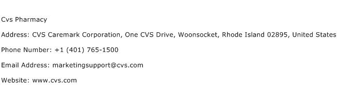 Cvs Pharmacy Address Contact Number