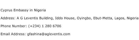 Cyprus Embassy in Nigeria Address Contact Number