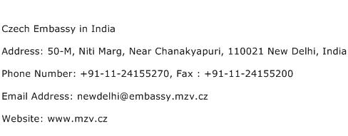 Czech Embassy in India Address Contact Number