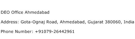 DEO Office Ahmedabad Address Contact Number