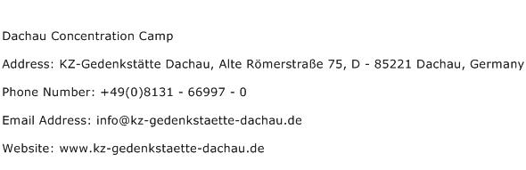 Dachau Concentration Camp Address Contact Number