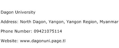 Dagon University Address Contact Number