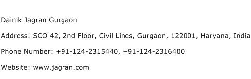 Dainik Jagran Gurgaon Address Contact Number
