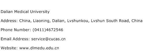 Dalian Medical University Address Contact Number