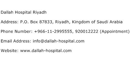 Dallah Hospital Riyadh Address Contact Number