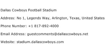 Dallas Cowboys Football Stadium Address Contact Number