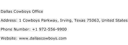 Dallas Cowboys Office Address Contact Number