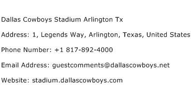 Dallas Cowboys Stadium Arlington Tx Address Contact Number