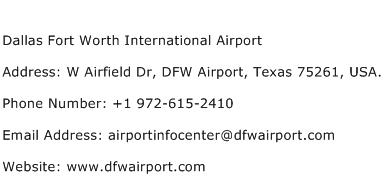 Dallas Fort Worth International Airport Address Contact Number