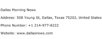 Dallas Morning News Address Contact Number
