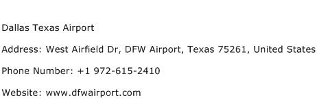 Dallas Texas Airport Address Contact Number