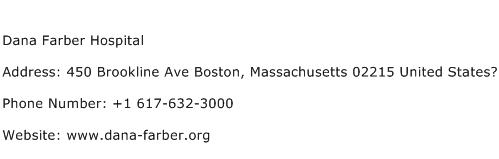 Dana Farber Hospital Address Contact Number