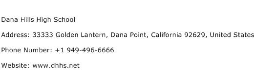 Dana Hills High School Address Contact Number