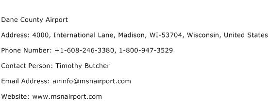 Dane County Airport Address Contact Number